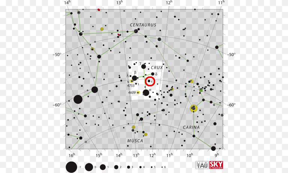 Epsilon Crucis In The Constellation Crux Star Map Wikipedia, Nature, Night, Outdoors, Blackboard Free Png Download