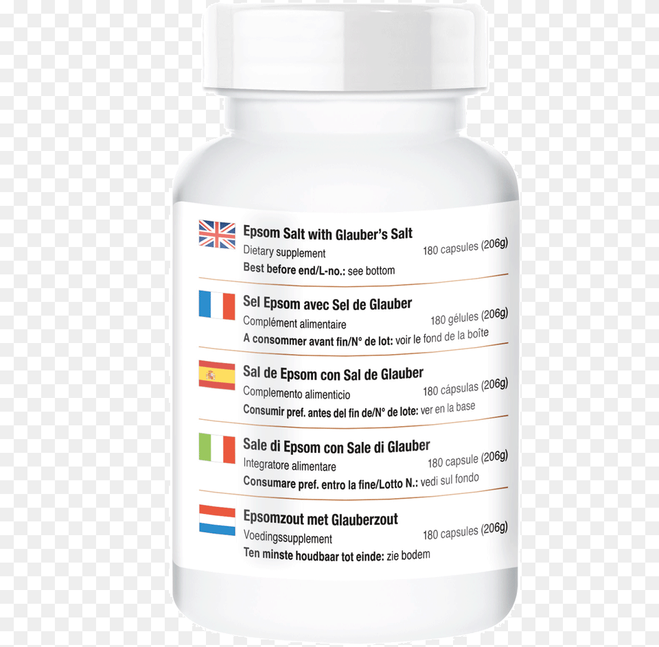 Epsom Salt With Glauber39s Salt 180 Capsules Magnesium Prescription Drug Free Png