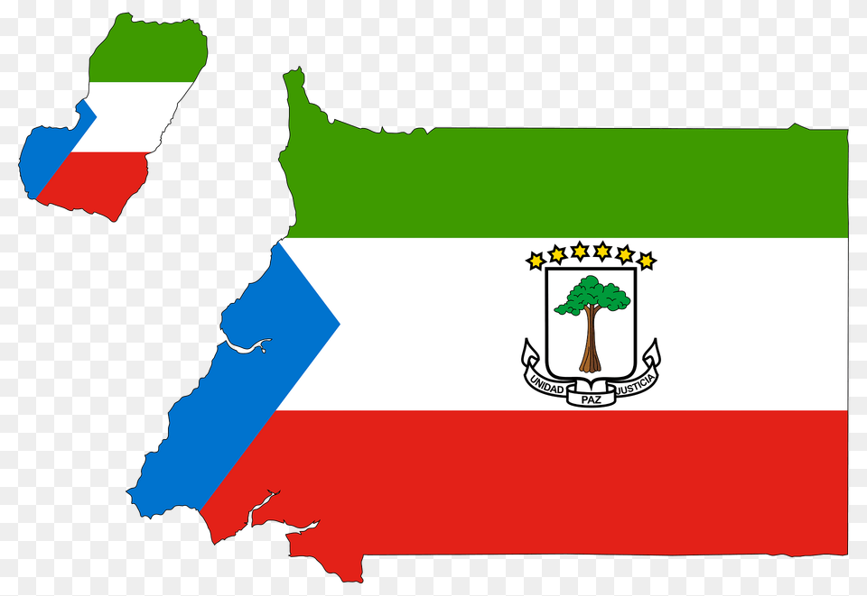 Equatorial Guinea Flag Map With Stroke Clipart Png