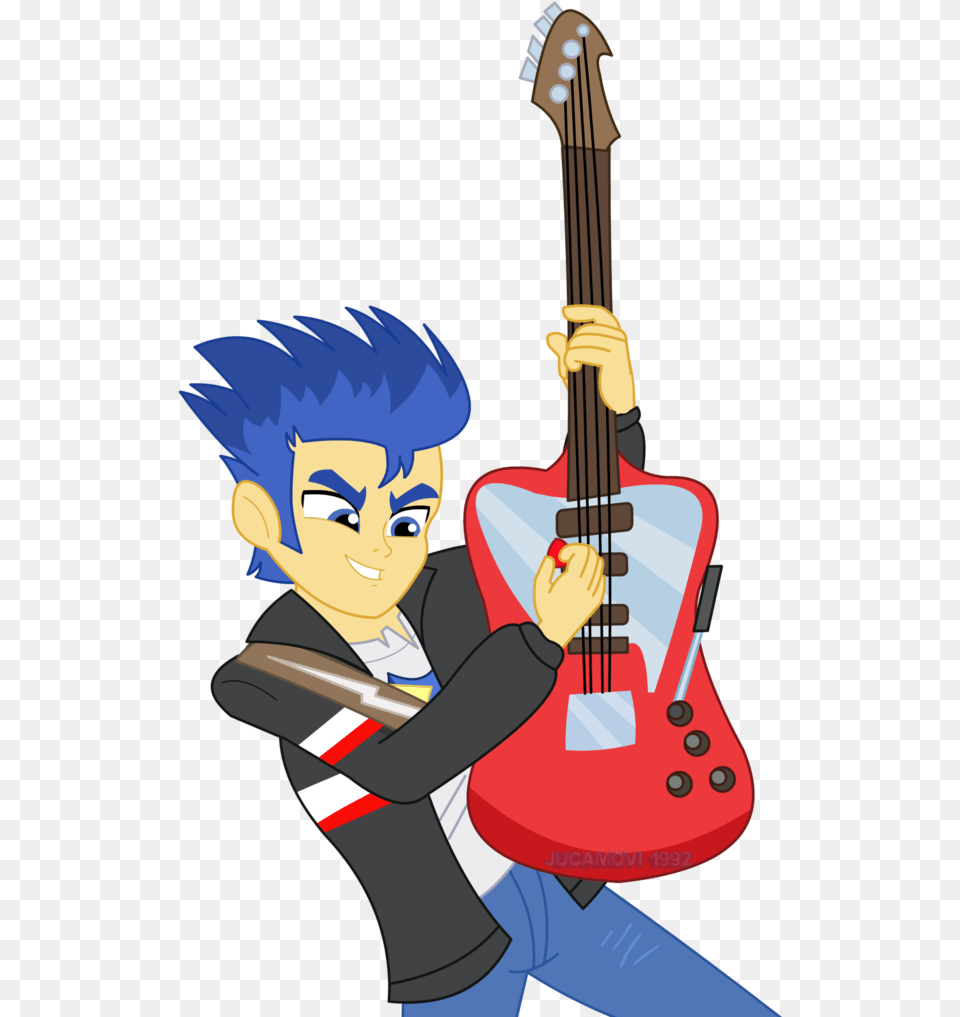 Equestria Girls Flash Sentry Guitar Song, Musical Instrument, Person, Book, Comics Free Transparent Png