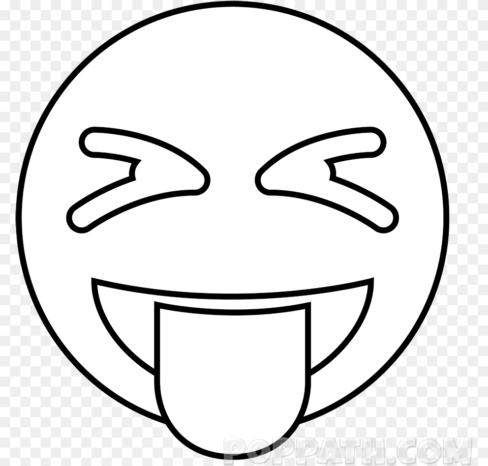 Erase The Extra Lines So That The Drawing Looks Neat Tongue Emoji Black And White, Stencil, Sticker, Helmet, Disk Png Image