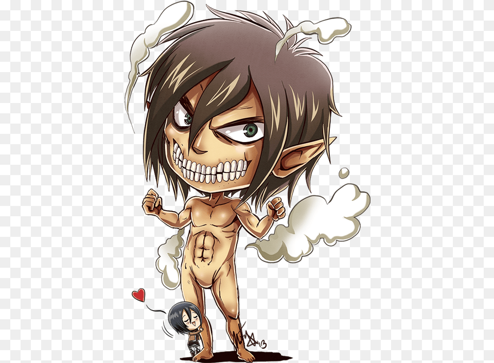 Eren Yeager Mikasa Ackermann Cartoon Facial Expression Attack On Titan Eren Chibi, Book, Comics, Publication, Adult Png Image