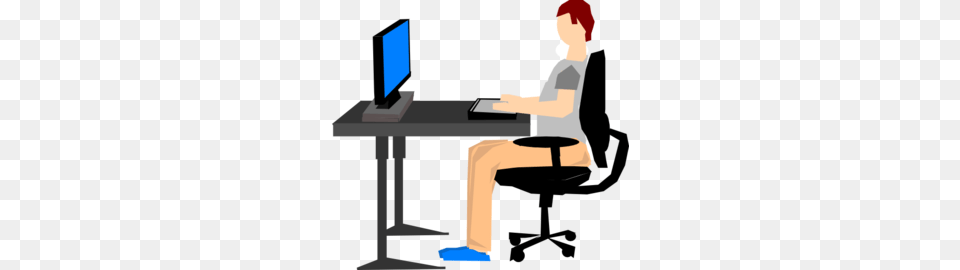 Ergonomic Clip Art, Desk, Furniture, Person, Sitting Png Image