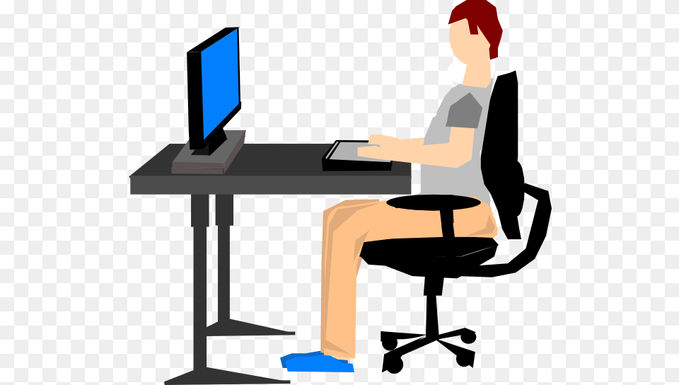 Ergonomics Clipart, Desk, Furniture, Person, Sitting Free Png