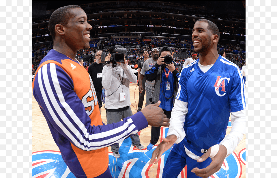 Eric Bledsoe Greets His Old Teammate Chris Paul As Los Angeles, Adult, Person, Man, Male Png Image