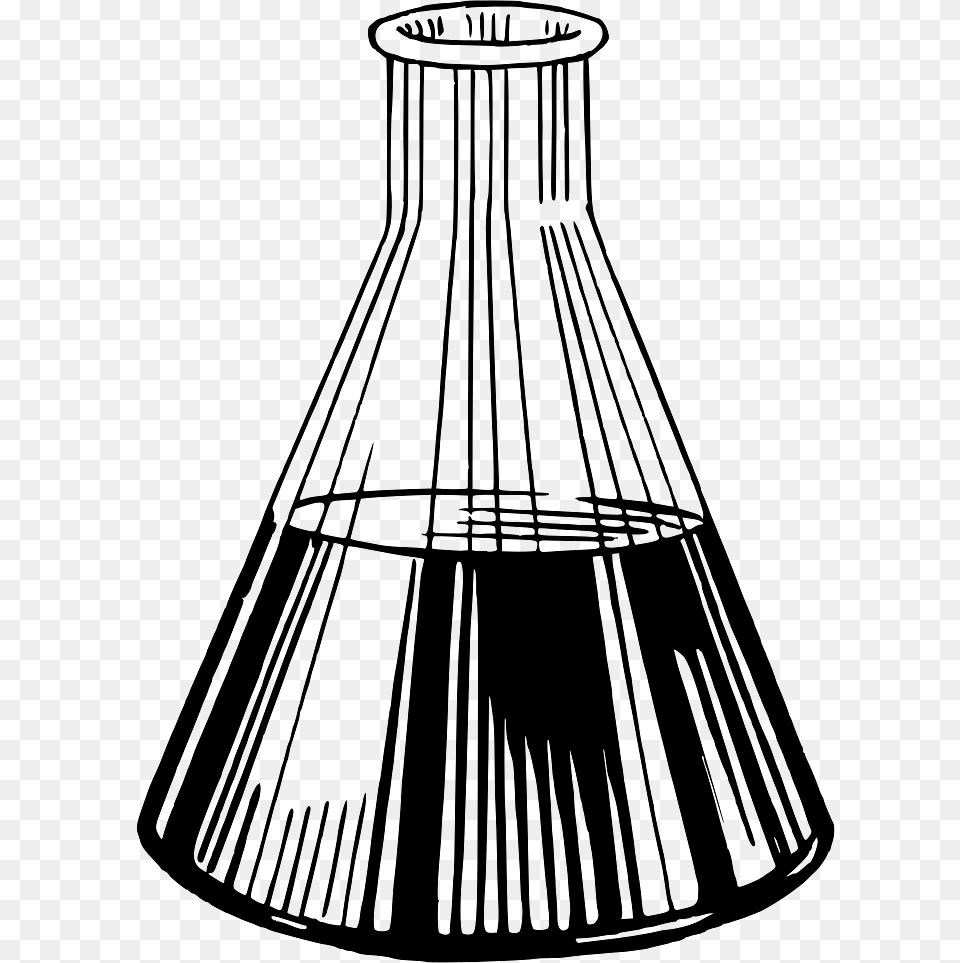 Erlenmeyer Flask In Black And White Drawing, Lamp, Lampshade, Chandelier Free Png