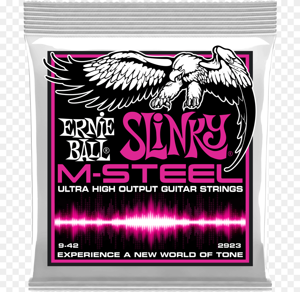 Ernie Ball M Steel Super Slinky Electric Guitar Strings Ernie Ball M Steel Skinny Top Heavy Bottom, Advertisement, Poster, Animal, Bird Png Image