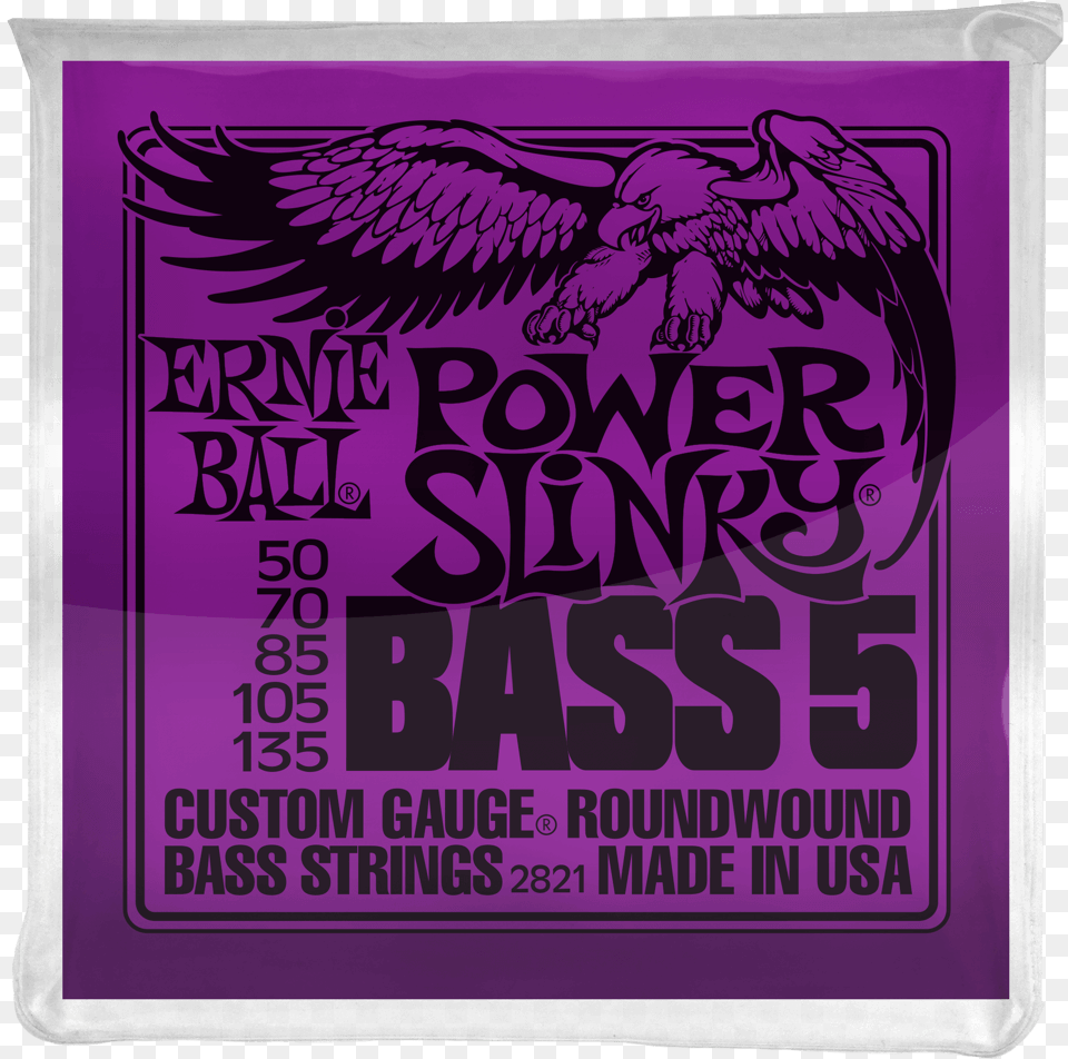 Ernie Ball Power Slinky 5 String Nickel Wound Electric Ernie Ball Bass Strings, Advertisement, Poster, Purple, Animal Free Transparent Png