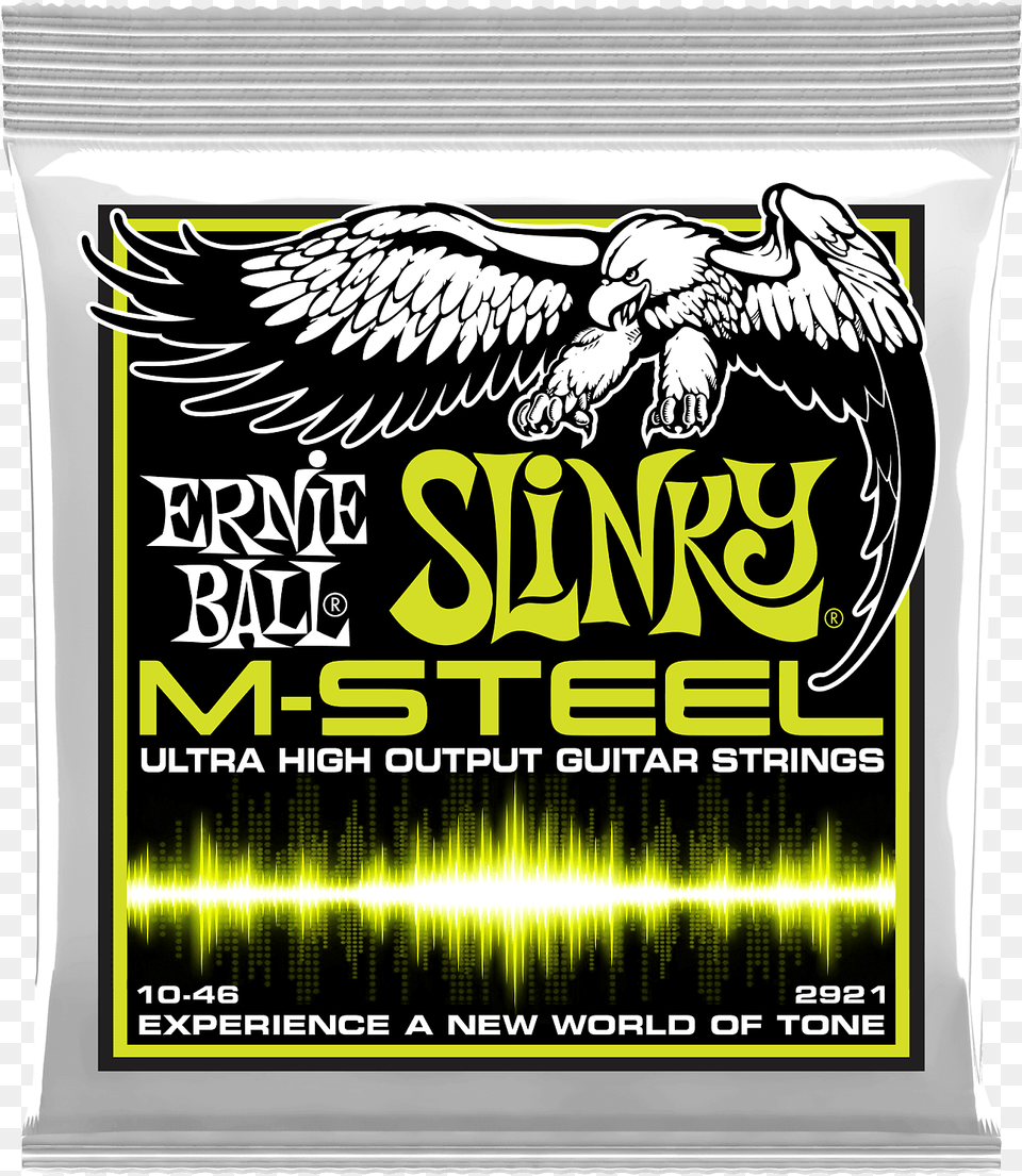 Ernie Ball Regular Slinky M Steel 2921 Electric Guitar M Steel Regular Slinky, Advertisement, Poster, Animal, Bird Png Image