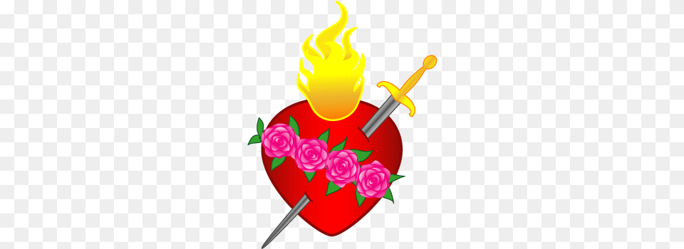 Errantem Animum August, Weapon, Sword, Rose, Flower Png Image
