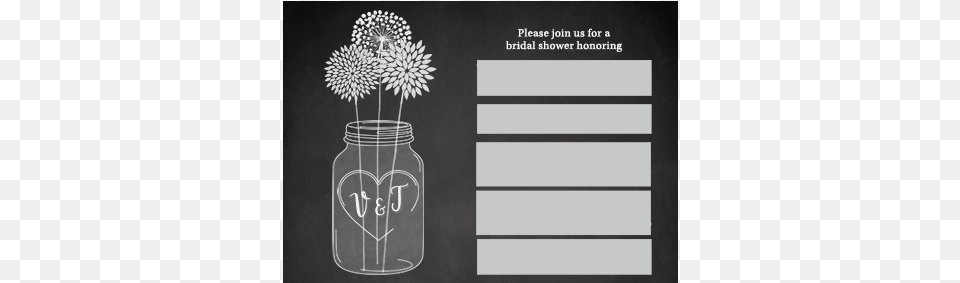 Error Message Mason Jar Bridal Shower Invitations Wedding Black, Flower, Plant, Blackboard Free Png