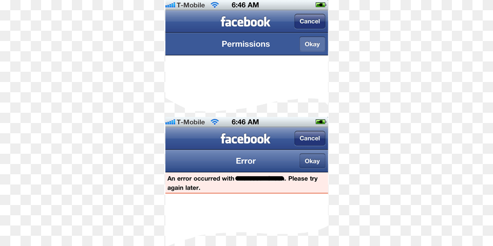 Error Received On Iphone Blank Permissions Facebook, Text Free Png