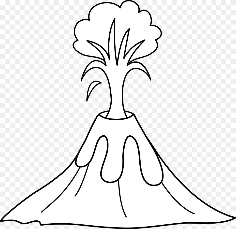 Erupting Volcano Line Art Free Clip Art Volcano Clipart Black And White, Drawing, Stencil, Adult, Bride Png Image