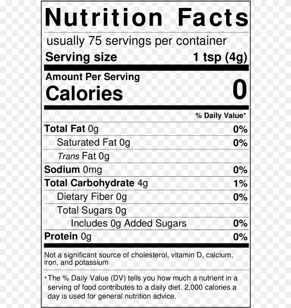 Erythritol Monk Fruit Nutrition Label Nutrition Facts, Gray Free Png Download