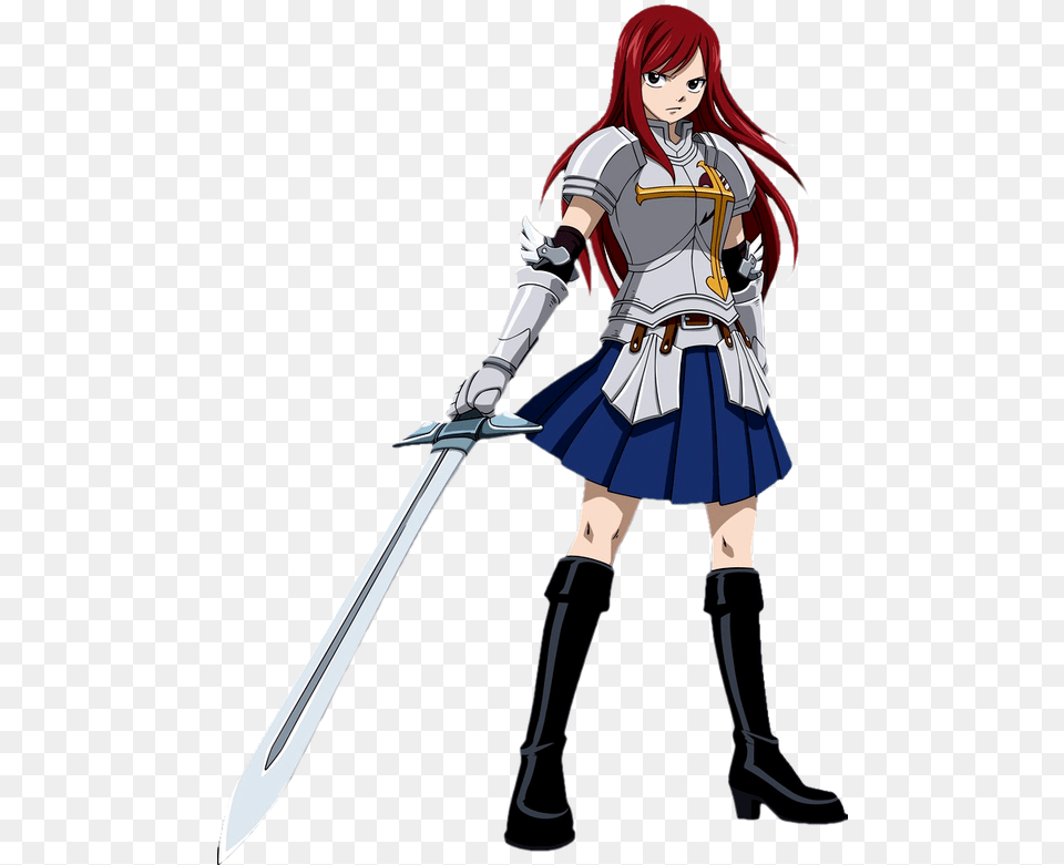 Erza Fairy Tail Anime, Weapon, Book, Sword, Comics Png Image