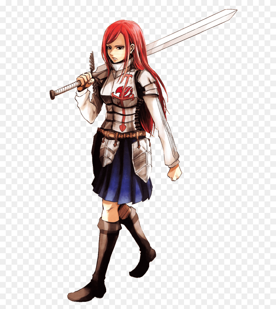 Erza Scarlet Render, Weapon, Clothing, Costume, Sword Free Png Download