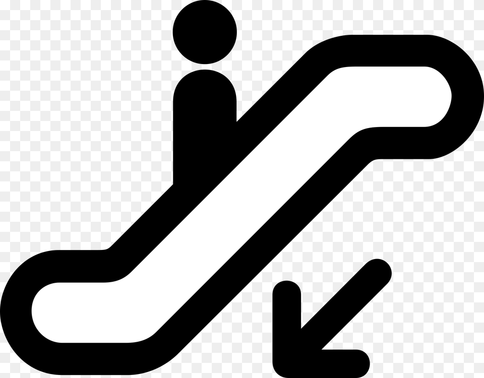 Escalator Down Down Clipart Black And White, Symbol, Text, Number, Smoke Pipe Free Transparent Png