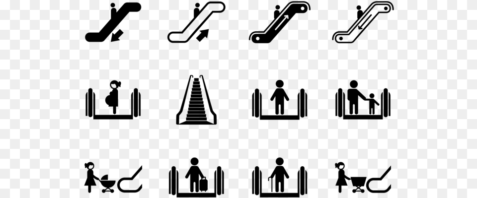 Escalator Icons Vector Escalator Safety Instruction Icons, Gray Free Png