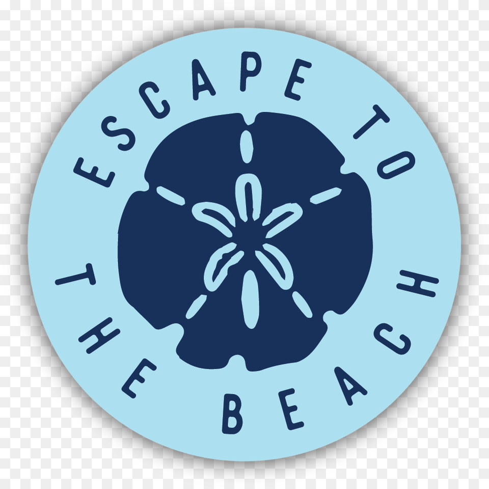 Escape To The Beach Sand Dollar Sticker Circle, Logo, Head, Person Free Transparent Png