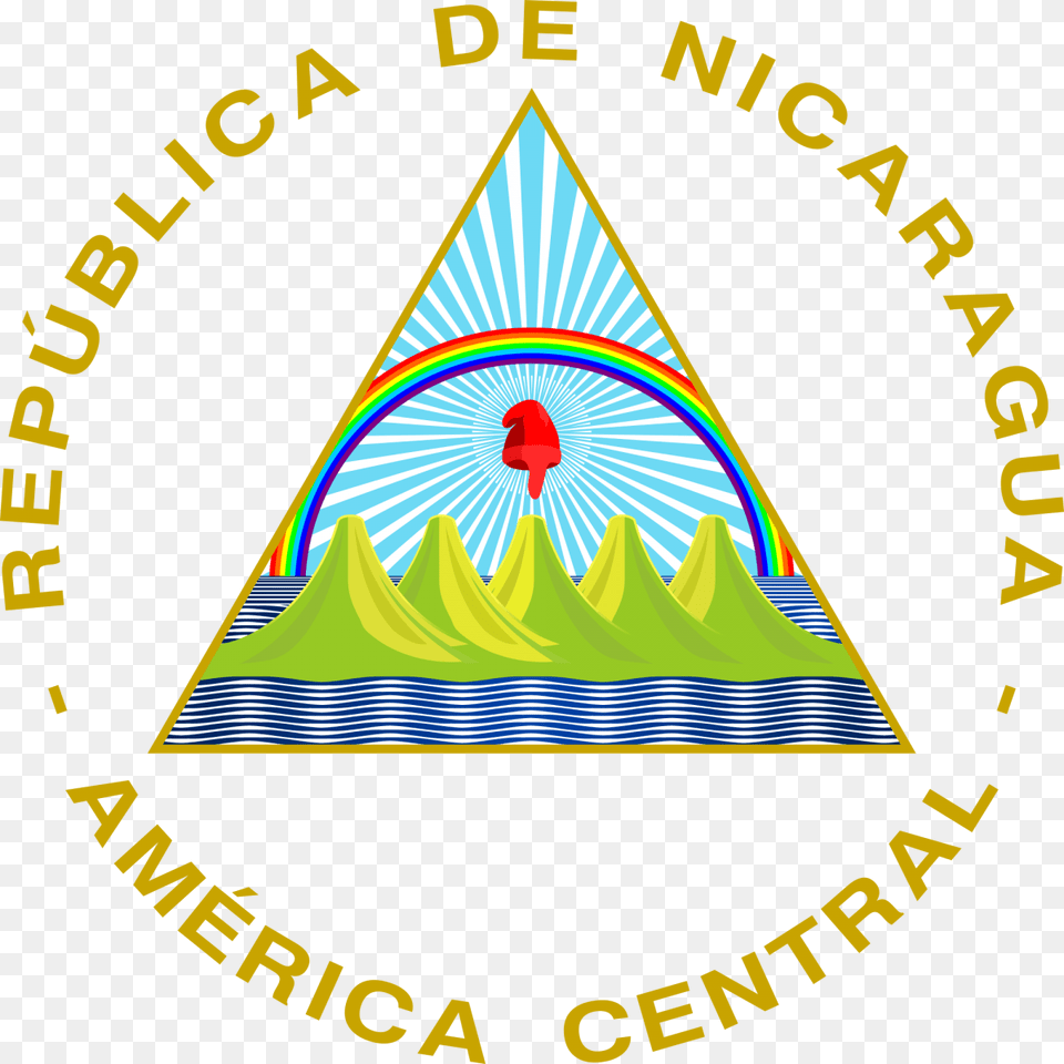 Escudo Bandera De Nicaragua, Triangle, Clothing, Hat, Logo Png Image