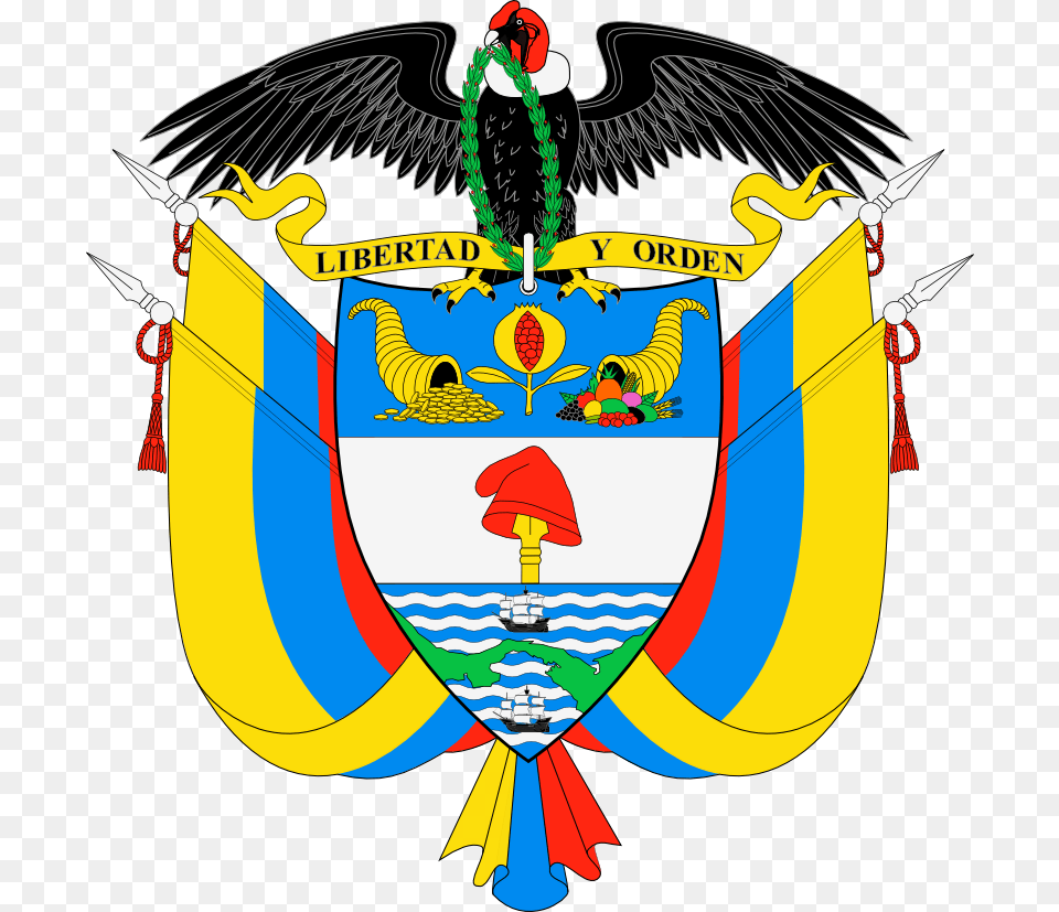 Escudo De Colombia Coat Of Arms Of Colombia, Emblem, Symbol, Face, Head Png