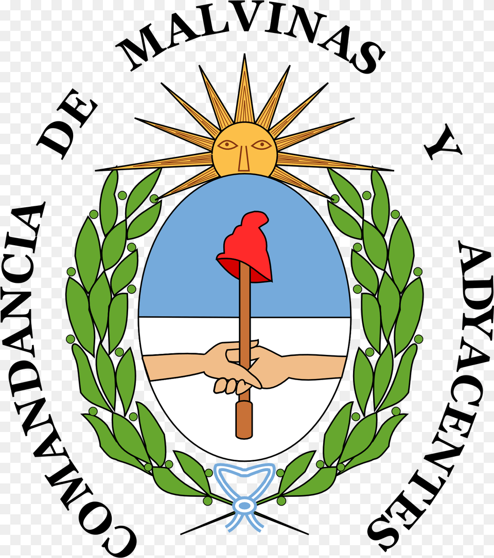 Escudo De La Comandancia De Las Islas Malvinas Coat Of Arms Of Argentina, Emblem, Symbol, Smoke Pipe, Animal Png
