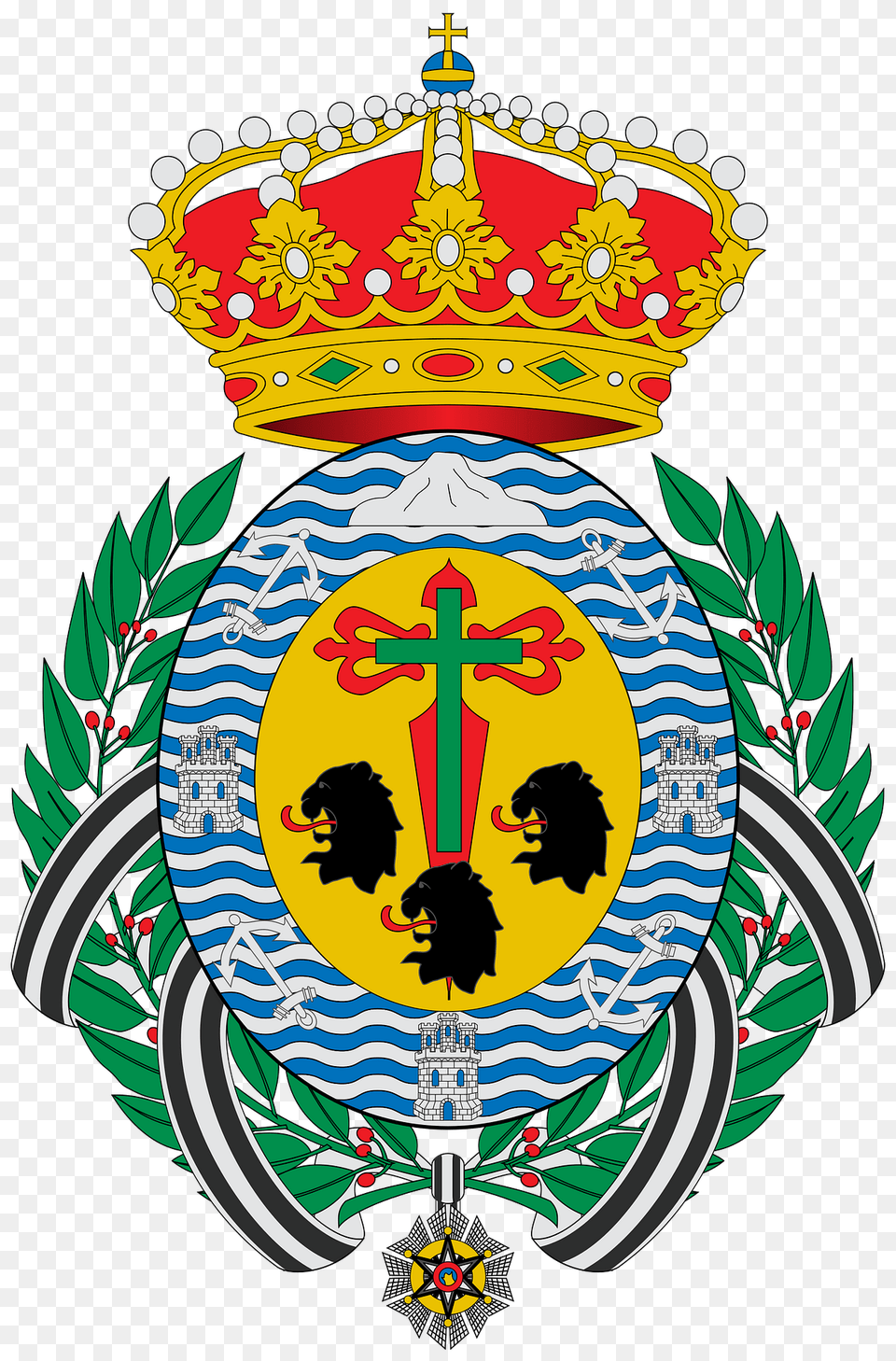 Escudo De Santa Cruz De Tenerife Clipart, Emblem, Symbol, Badge, Logo Png
