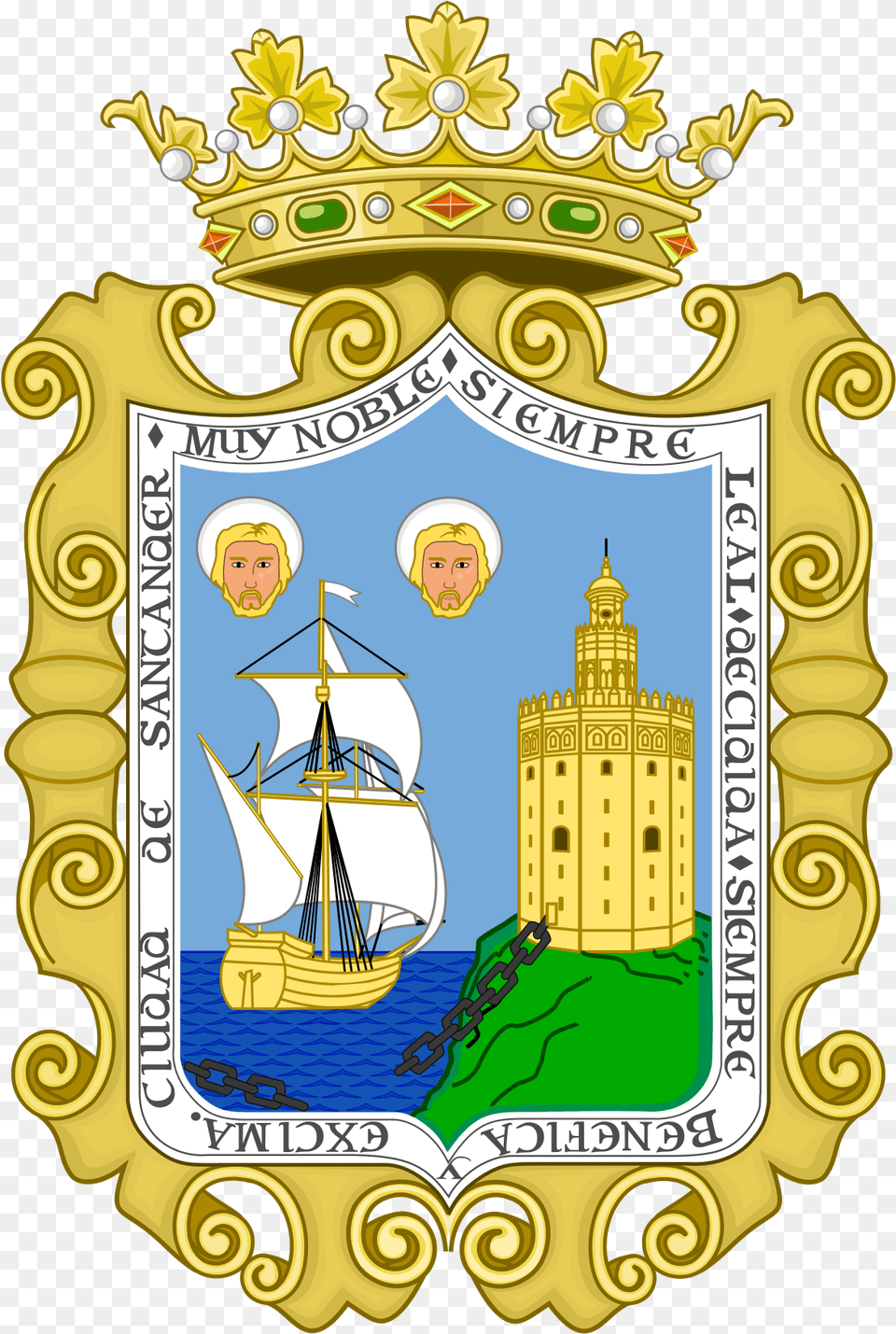 Escudo De Santander Torre Del Oro, Person, Badge, Face, Head Free Transparent Png