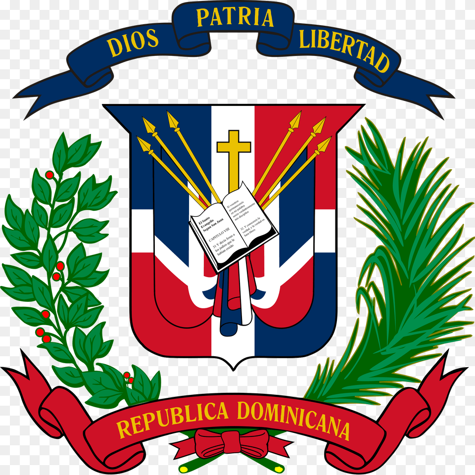 Escudo Nacional De Republica Dominicana, Emblem, Symbol, Plant, Logo Png