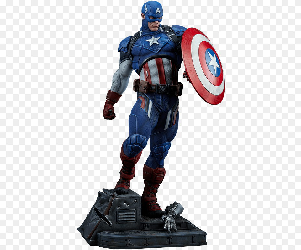 Escultura Premium Format Del Capitan America Sideshow Captain America Premium Format Statue, Adult, Male, Man, Person Free Transparent Png