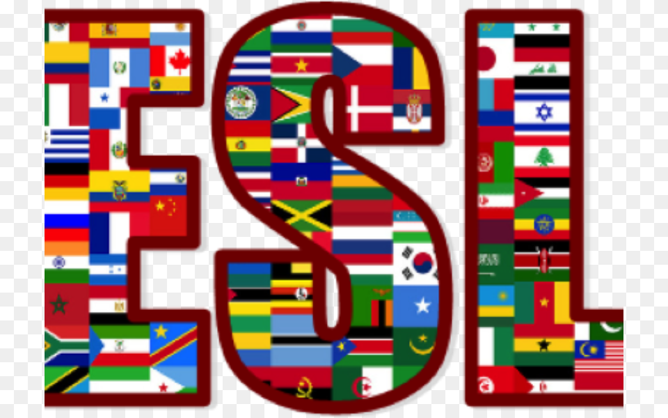 Esl English As A Second Language Flag Collage, Text, Number, Symbol Png Image