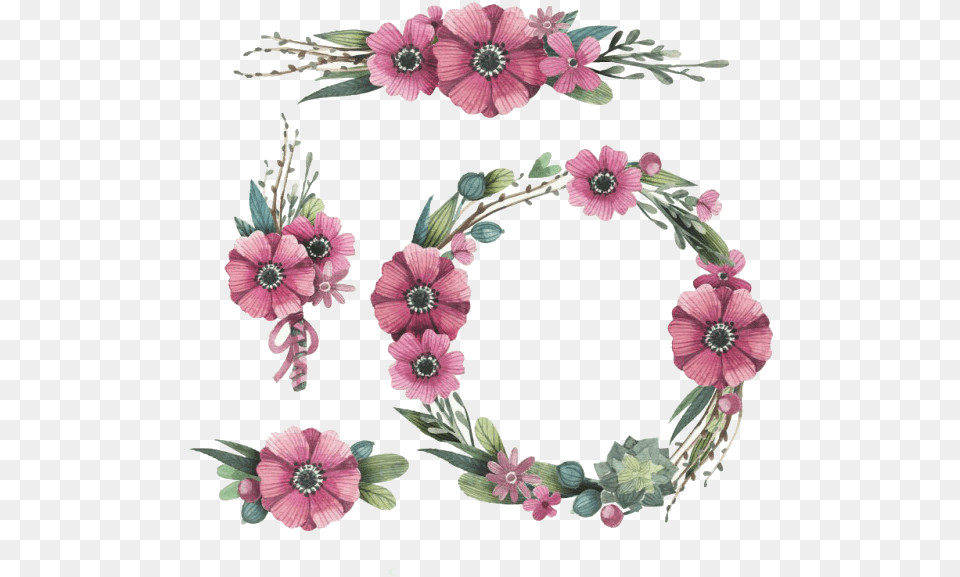 Espero Que Gostem Se Pegou Deixem Um Comentario E Flower Crown Watercolor, Plant, Anemone, Flower Arrangement, Accessories Png Image