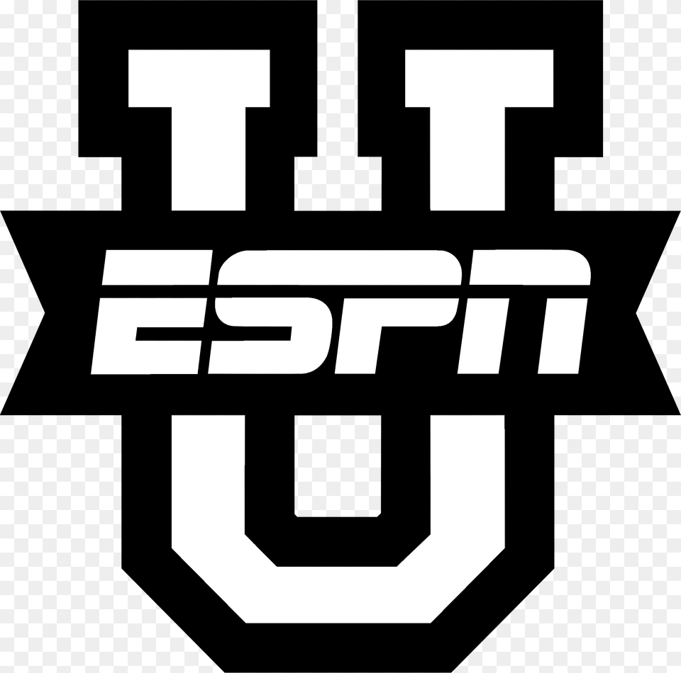 Espn U Logo Black And White Espn U Logo, Stencil, First Aid, Symbol Png