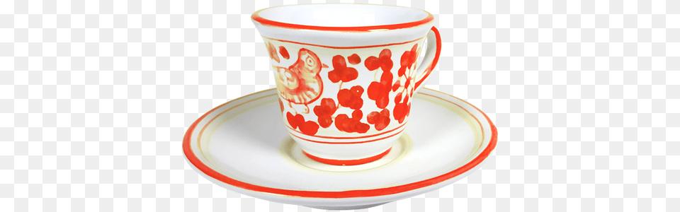 Espresso Cup And Saucer Arabesco Red Saucer, Art, Porcelain, Pottery Free Png