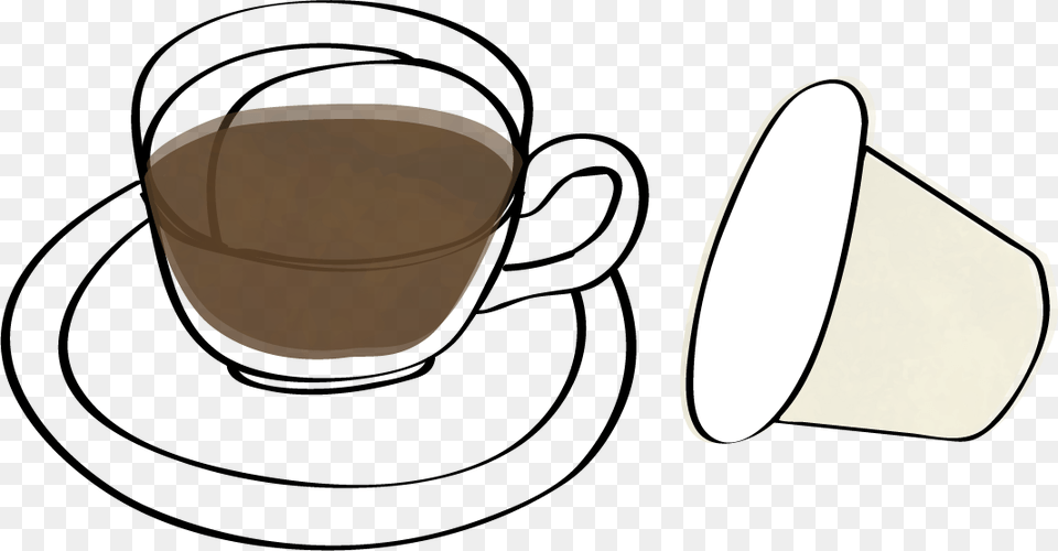 Espresso Pods Line Art, Cup, Saucer, Beverage, Coffee Free Transparent Png