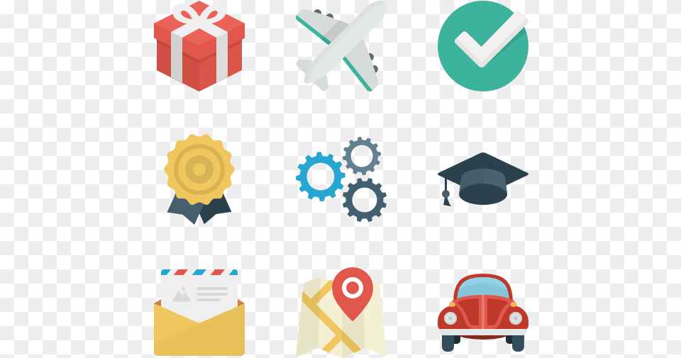 Essential Set Icone Flat Design, Aircraft, Airplane, Transportation, Vehicle Png Image