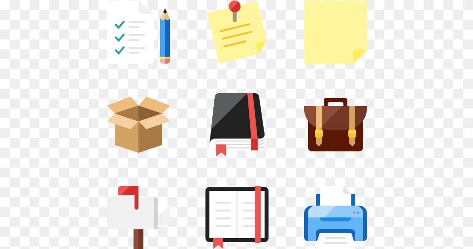 Essential Set Office Colored Icons Vector, Text Free Png Download