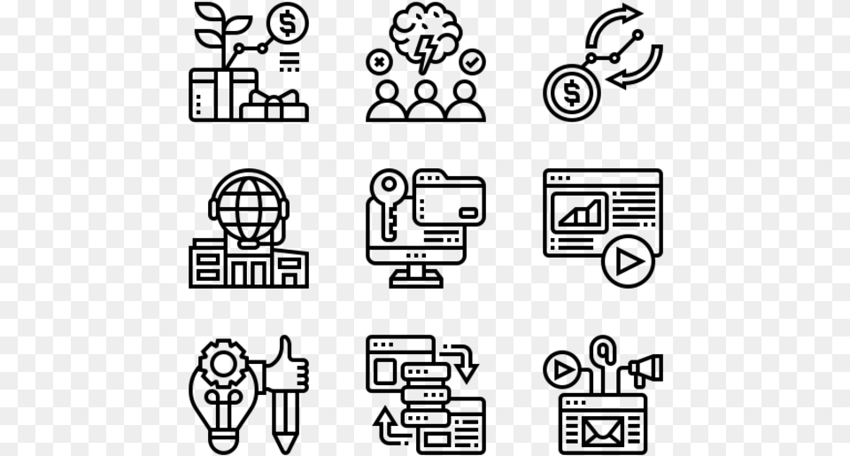 Essential Set Railroad Icons, Gray Free Transparent Png