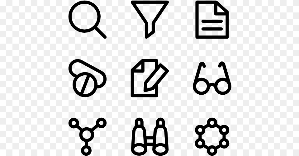 Essential Set Science Icon Vector Transparent, Gray Png Image