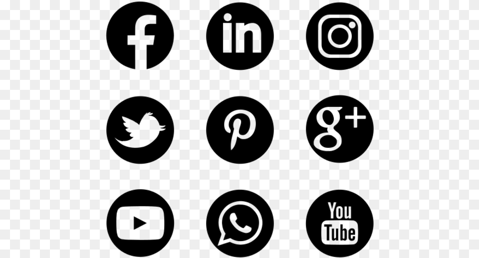 Essential Set Transparent Background Social Media Logos, Gray Png