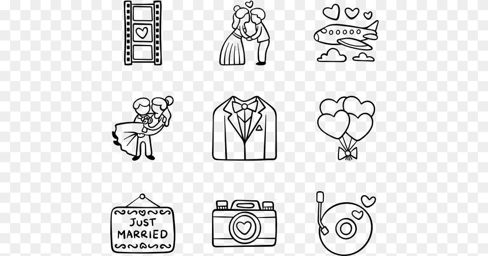 Essential Set Wedding Icon Background, Gray Png