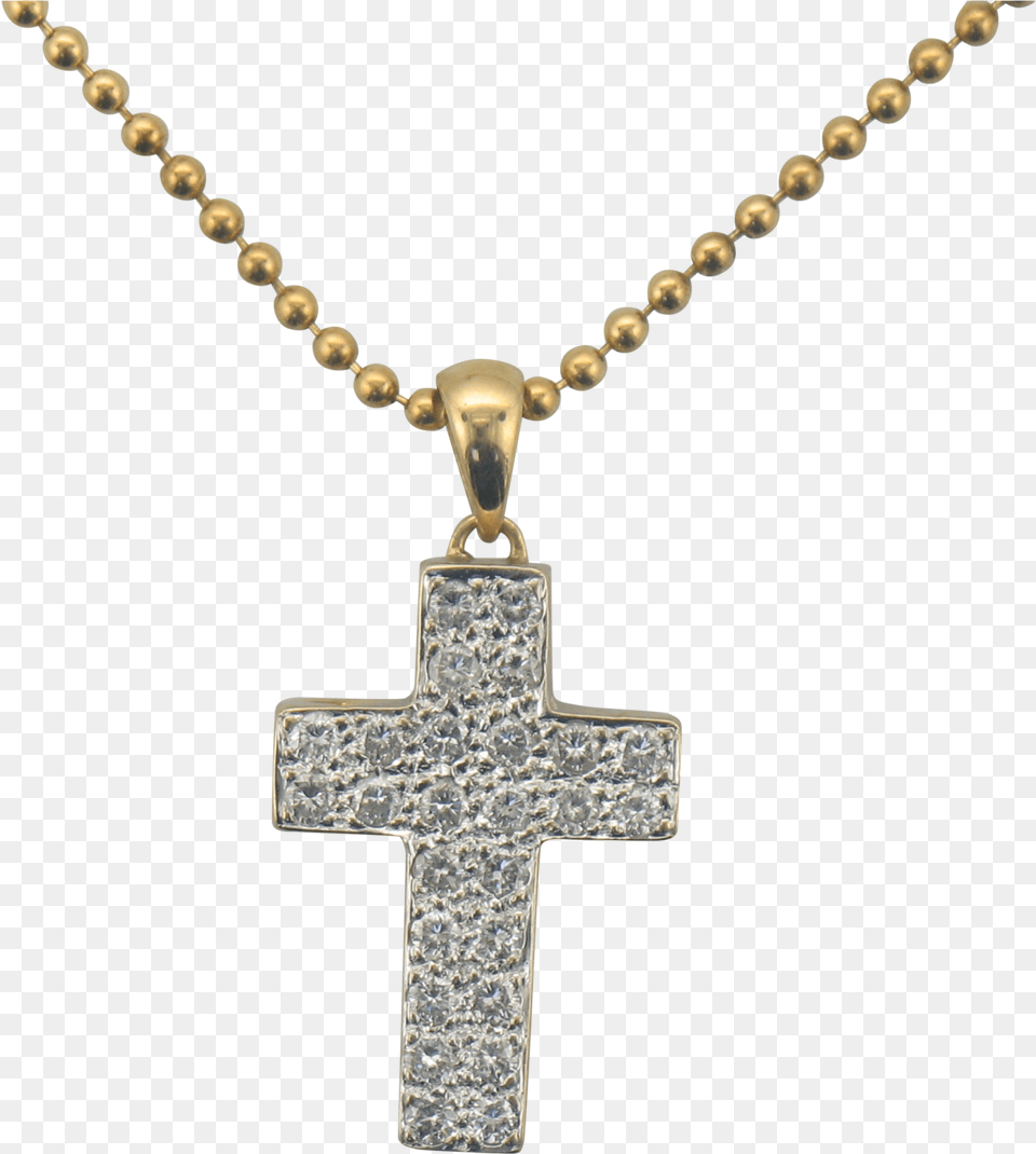 Estate 18k Two Tone Gold Diamond Cross Pendant, Accessories, Jewelry, Necklace, Symbol Free Png