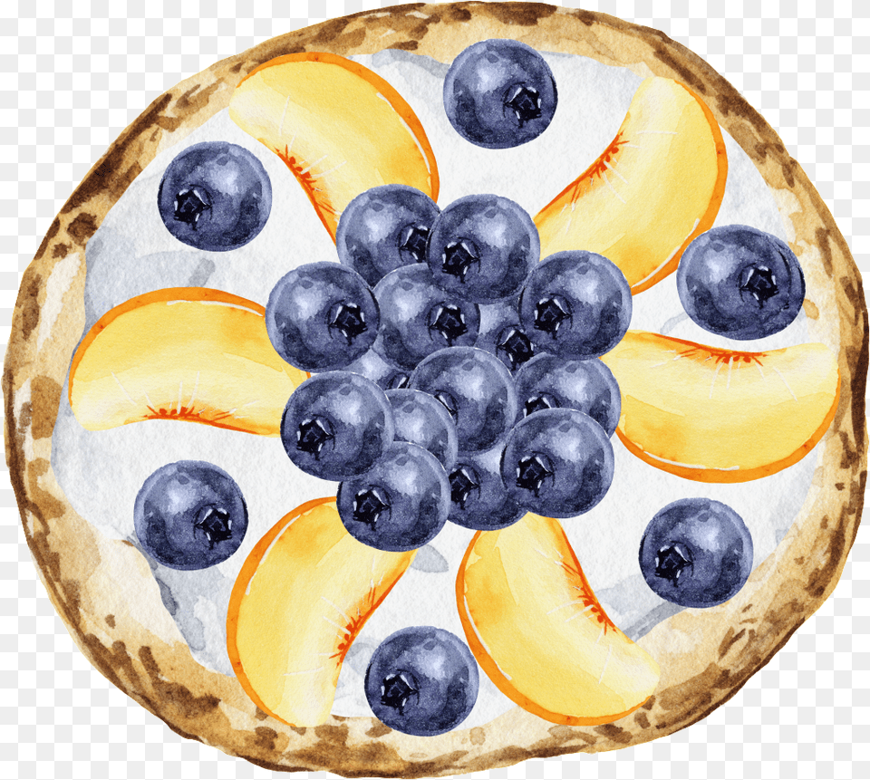 Este Grficos Es Pintado A Mano De Blueberry Pizza Food, Berry, Fruit, Plant, Produce Png Image
