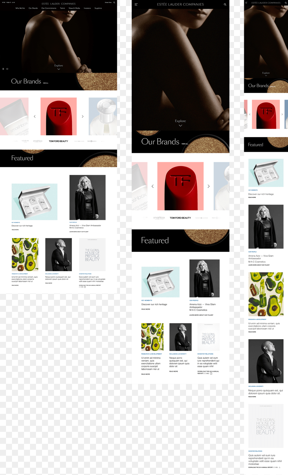 Este Lauder Companies Website Homepage Design Este Responsive Web Design, Art, Collage, Adult, Poster Png Image