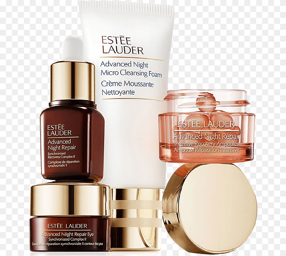 Estee Lauder Skin Care Kit, Bottle, Cosmetics, Face, Head Free Png