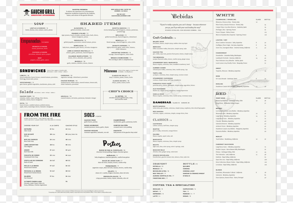 Estevan Studio Gaucho Grill Menu Design Estevan, Text Png