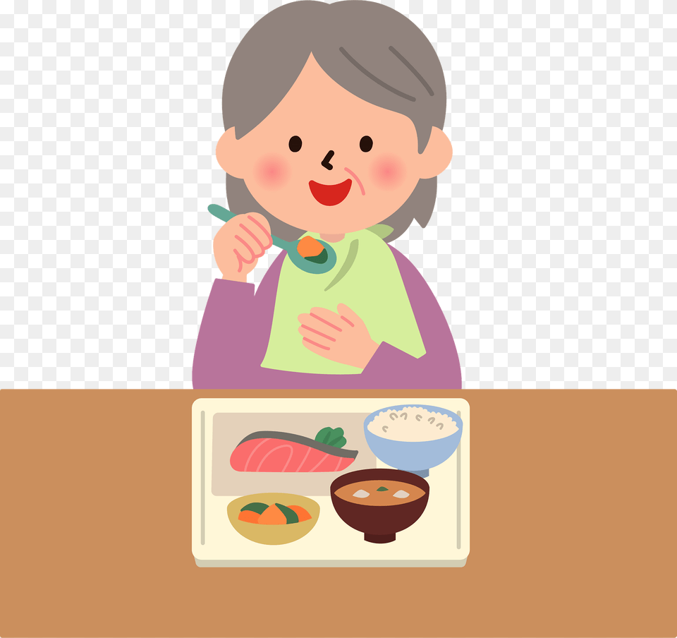 Esther Senior Woman Is Eating A Meal Clipart, Lunch, Cutlery, Dish, Food Free Png Download