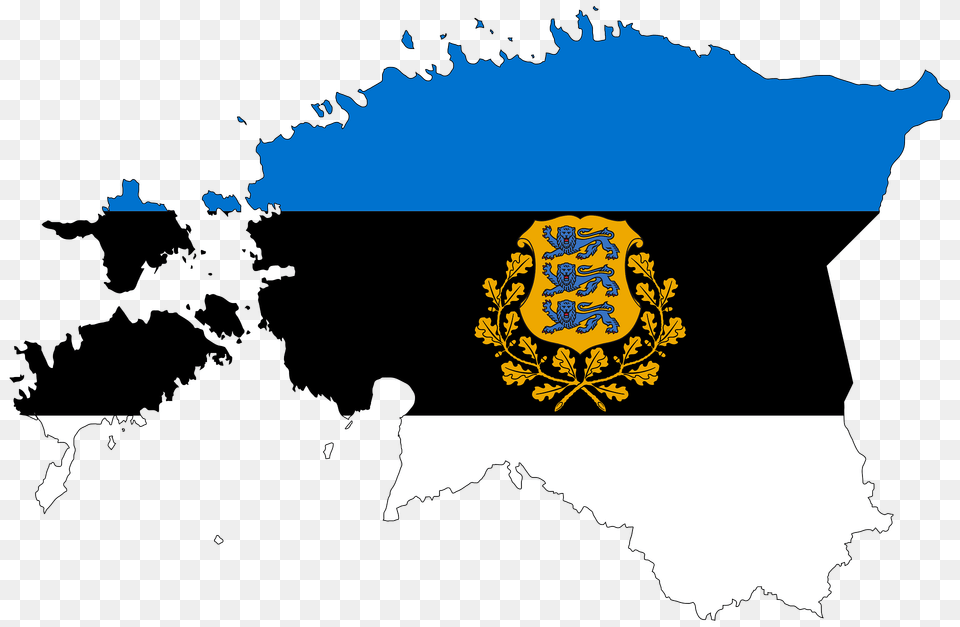 Estonia Map Flag With Stroke And Coat Of Arms Clipart, Logo, Chart, Plot, Symbol Free Transparent Png