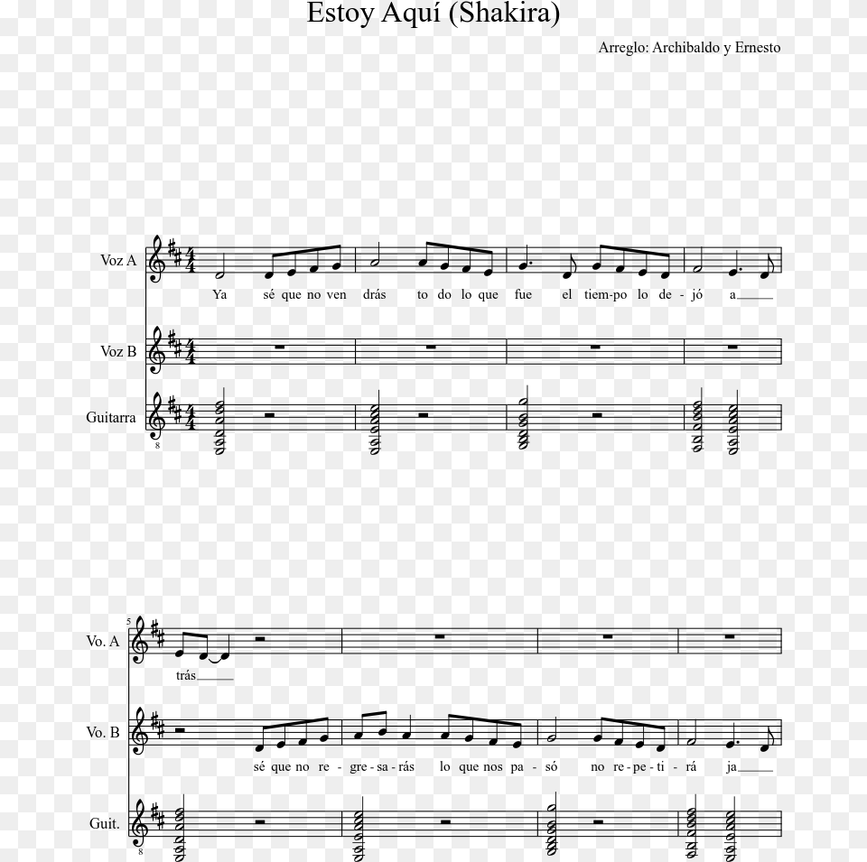 Estoy Aqu Sheet Music Composed By Arreglo, Gray Free Png