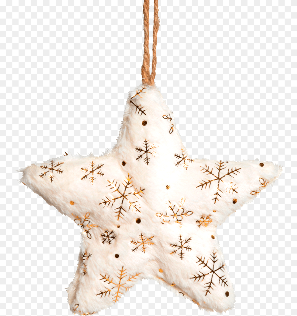 Estrella Blanca Grande Copos De Nieve Dorados Christmas Ornament, Star Symbol, Symbol, Accessories Png